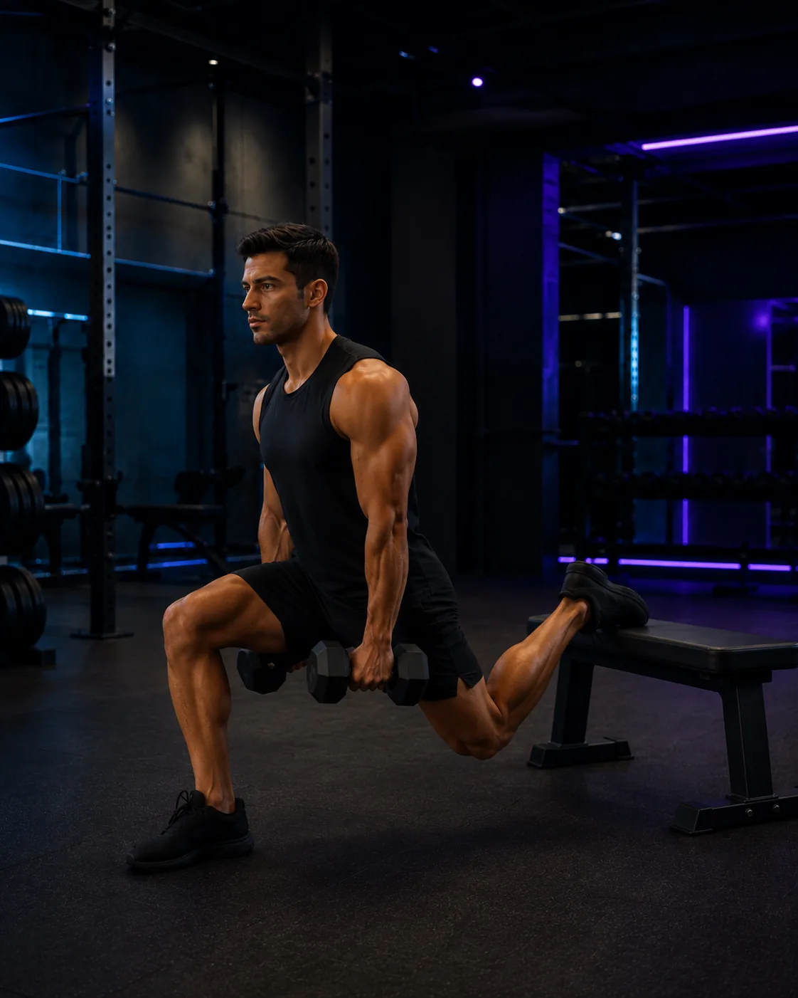 Bulgarian Split Squat hareketinin stüdyo hero görseli