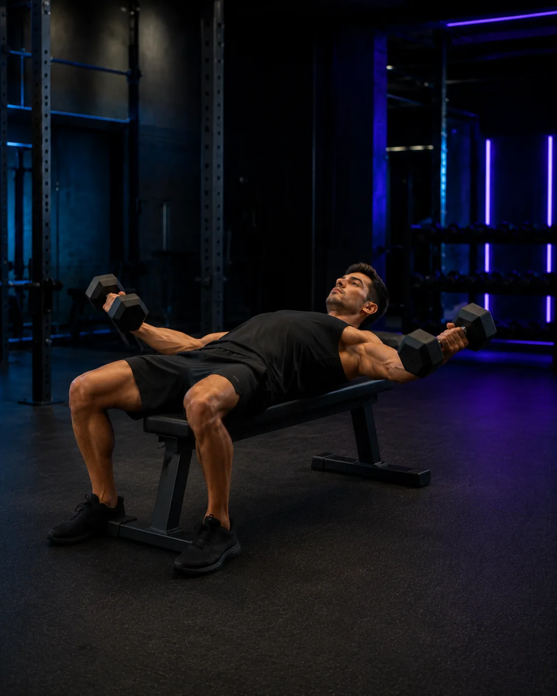 Dumbbell Chest Fly hareketinin stüdyo hero görseli